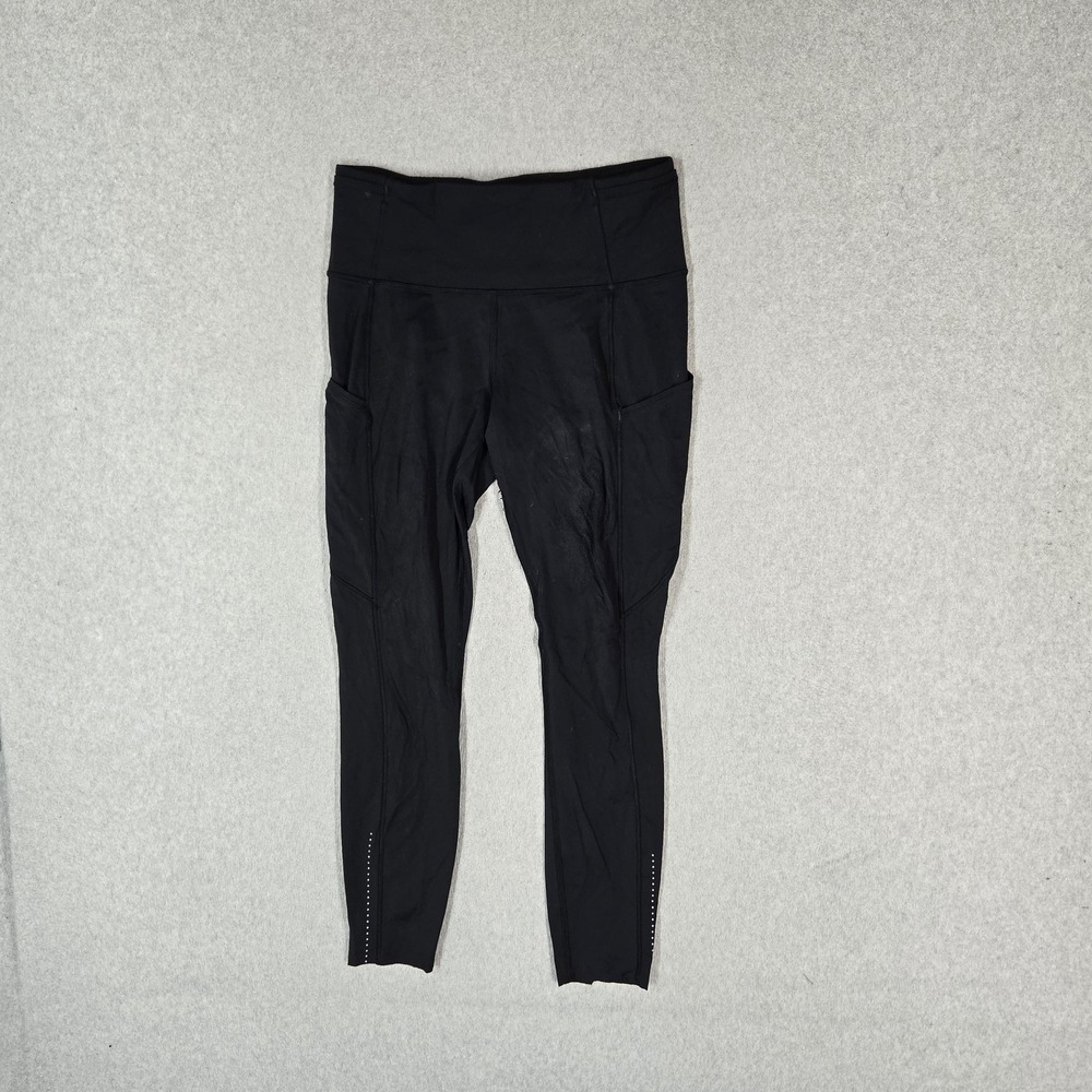 Lululemon Women Activewear Pants 6 Black Fast & Free 7/8 Legging 25" Inseam READ